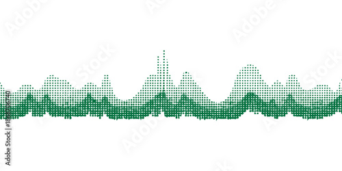 Abstract green background vector illustration of a mountain landscape featuring a 3d city skyline with urban buildings and skyscrapers under a blue sky design
