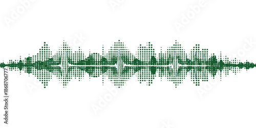 Futuristic digital design featuring green audio headphones and speakers over a technological matrix backdrop with blue light grid lines and software code patterns for a web concept wallpaper