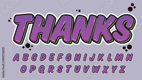 purple bold brush cartoon isolated letters