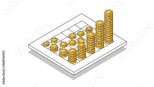 Illustration of a pink piggy bank collecting golden coins, symbolizing consistent savings, smart financial planning, and wealth accumulation for a secure future