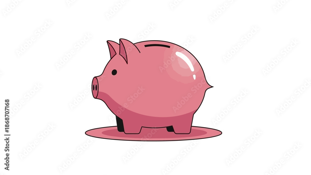 Fototapeta premium A cheerful pink piggy bank illustration, symbolizing financial planning, smart saving habits, and the accumulation of wealth for future goals and personal prosperity