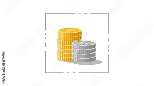 Stylized illustration of stacked gold and silver coins, representing financial stability, investment growth, and monetary success concepts