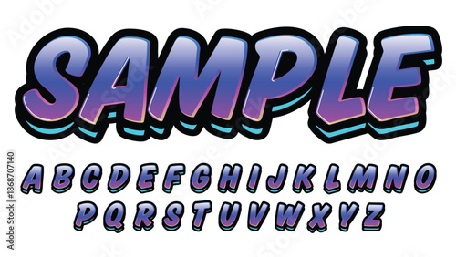 purple and blue 3d cartoon isolated letters