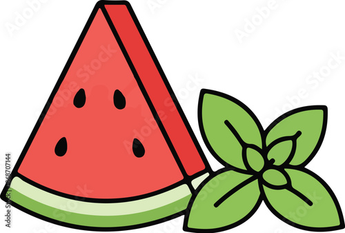 Watermelon Vector on Transparent Background with Summer and Healthy Fruit Concept