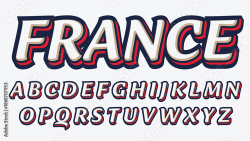 uppercase 3d white red and blue cartoon bold brush isolated letters