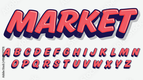 Red bold 3d marker cartoon isolated font