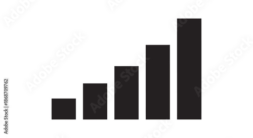 A simple depiction of increasing data or statistics represented by a bar graph silhouette