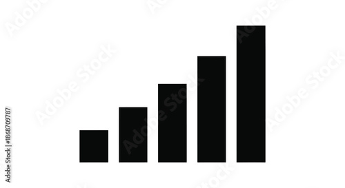 A simple graphic illustrating increasing signal strength represented by vertical bars a stark silhouette
