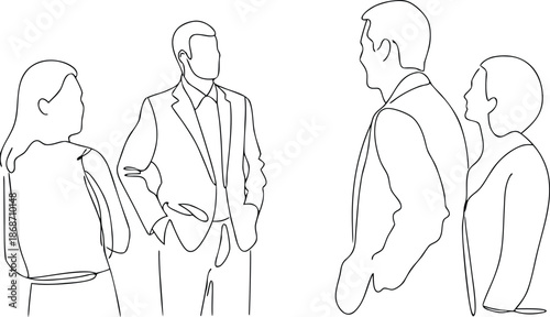 Businesspeople Meeting Communication Teamwork Collaboration Sketch Outline