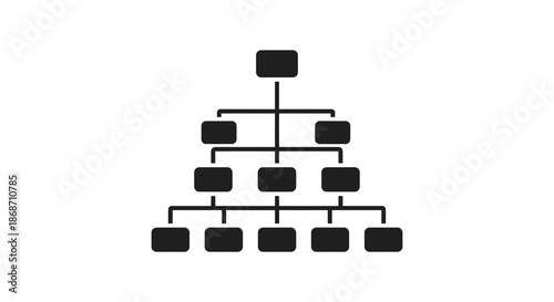 a black and white diagram showcasing a hierarchical structure with several square elements a striking silhouette