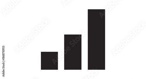 A simple graphic representation of increasing data points shown with black bars silhouette