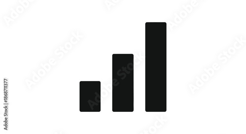 A simple representation of increasing signal strength depicted with three black bars silhouette