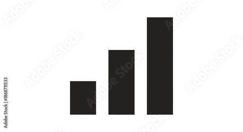 A simple graphic displaying three ascending rectangular bars a visual representation of growth silhouette