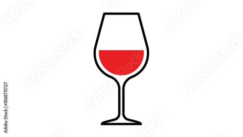Red Wine Glass with Red Wine on White Background