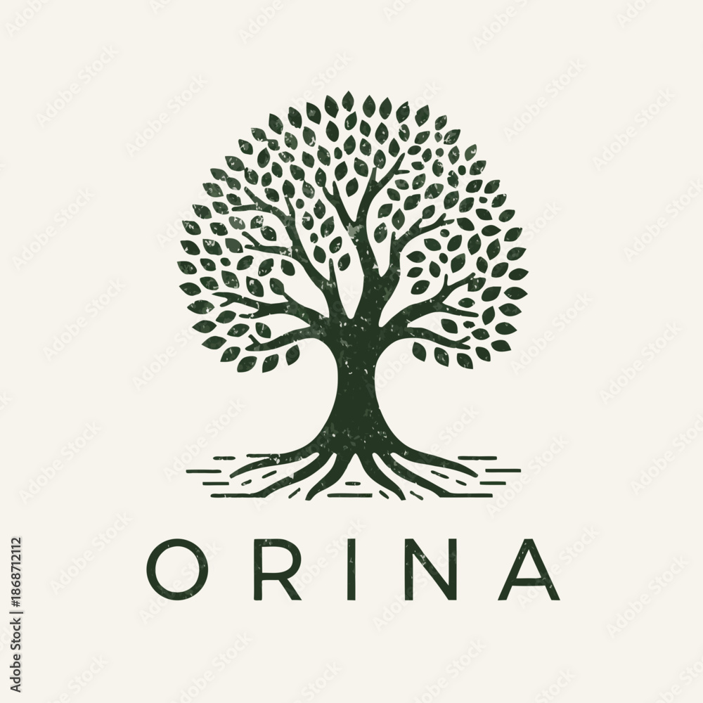 Fototapeta premium Vector tree icon with leaves and branches simple nature illustration