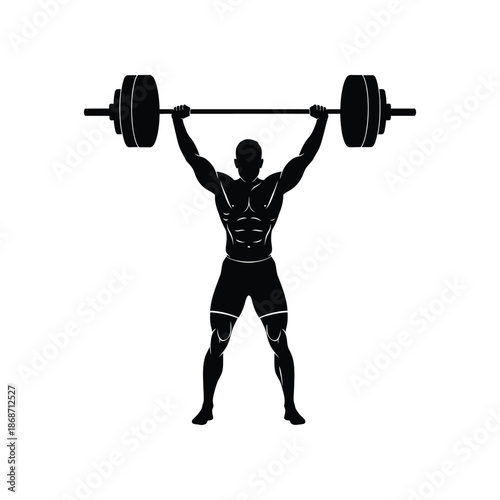 Muscular man lifting heavy weights in dynamic pose
