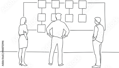 Businesspeople Analyzing Flowchart Strategy Planning Teamwork Collaboration