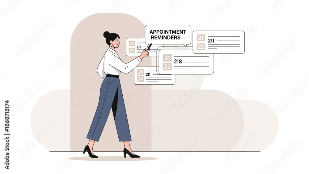 Obraz premium Woman planning appointments and reminders on a digital calendar