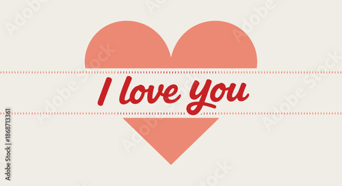 A simple and minimalist 'i love you' message on a stylized light pink heart shape