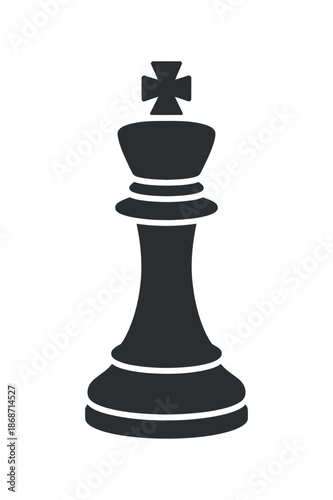 A minimalist black and white depiction showcases a chess king piece symbolizing strategy power and the complexities of the game itself