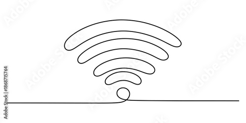 A minimalist single continuous line drawing of a wifi signal icon representing internet connectivity Vector, illustration