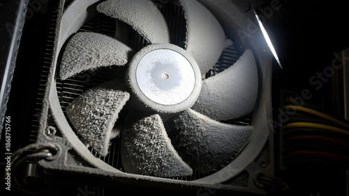 Dirty computer fan with dust buildup causing overheating issues