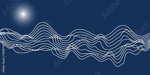 abstract elevation wavy topography strip line for concept about minimal mountain , hill , wave form.