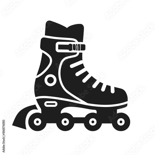 Roller skate silhouette in black and white for active lifestyle  