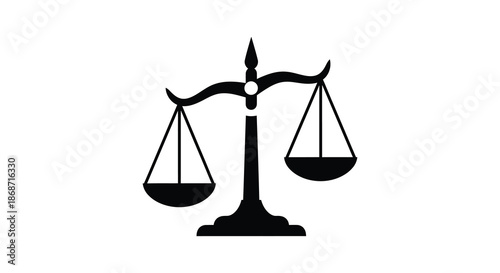 A striking image of scales of justice representing balance and fairness in silhouette