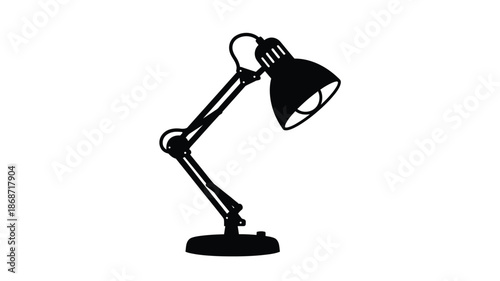 A classic black desk lamp in a striking silhouette