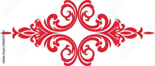 Damask graphic ornament. Floral design element.red vector pattern, luxury, damask, red, tile, medallion
