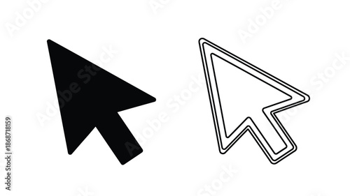 Two computer cursors a filled and outlined design a striking silhouette