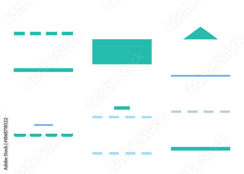 Abstract minimalist geometric composition in teal and light blue tones