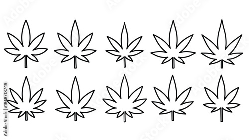 A collection of cannabis leaf designs presented in a striking silhouette
