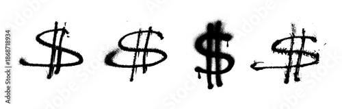 Dollar Sign Grunge Spray Paint Stroke Vector Set