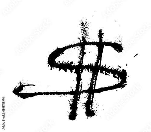 Dollar Sign Grunge Spray Paint Stroke Vector