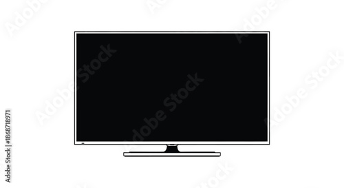 A modern flat screen television presented against a plain white background a striking silhouette