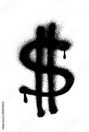 Dollar Sign Grunge Spray Paint Stroke Vector