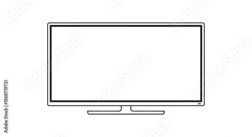 A minimalist outline of a modern flat screen television with a simple stand silhouette