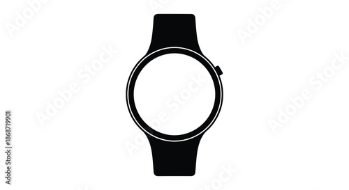 A minimalist depiction of a modern smartwatch showcasing its circular face and strap silhouette