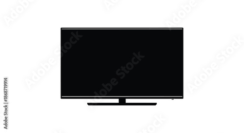 A minimalist depiction of a flat screen television presented as a dark striking silhouette