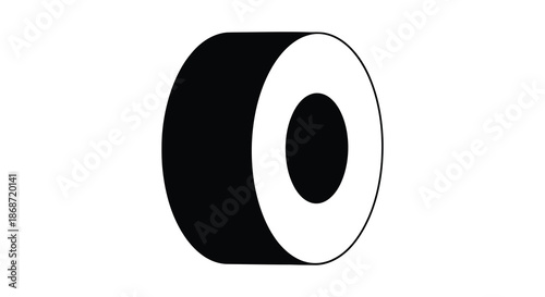 A striking black and white optical illusion featuring a circular form and its silhouette