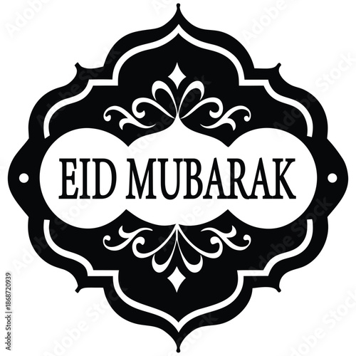 eid mubarak decorative frameon white background