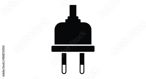 A simple black and white depiction of an electrical plug a common household item silhouette