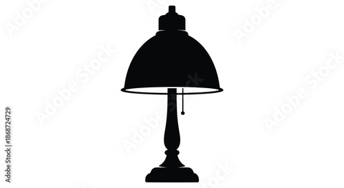 A striking black lamp design isolated on white showcasing a classic form as a silhouette