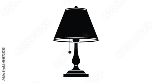 A classic table lamp design presented in a striking minimalist black silhouette