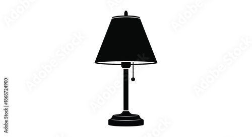 A simple black table lamp with a conical shade a classic design in silhouette