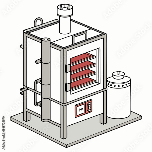 Industrial Ceramic Sintering Process Illustration Highlighting High-Temperature Kiln Technology for Advanced Material Consolidation