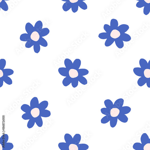seamless floral pattern with blue flowers