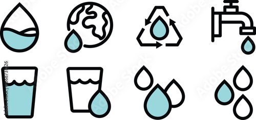 Vector Icon Pack utilities, supply of water, water supply, water system for Web Design and User Interfaces